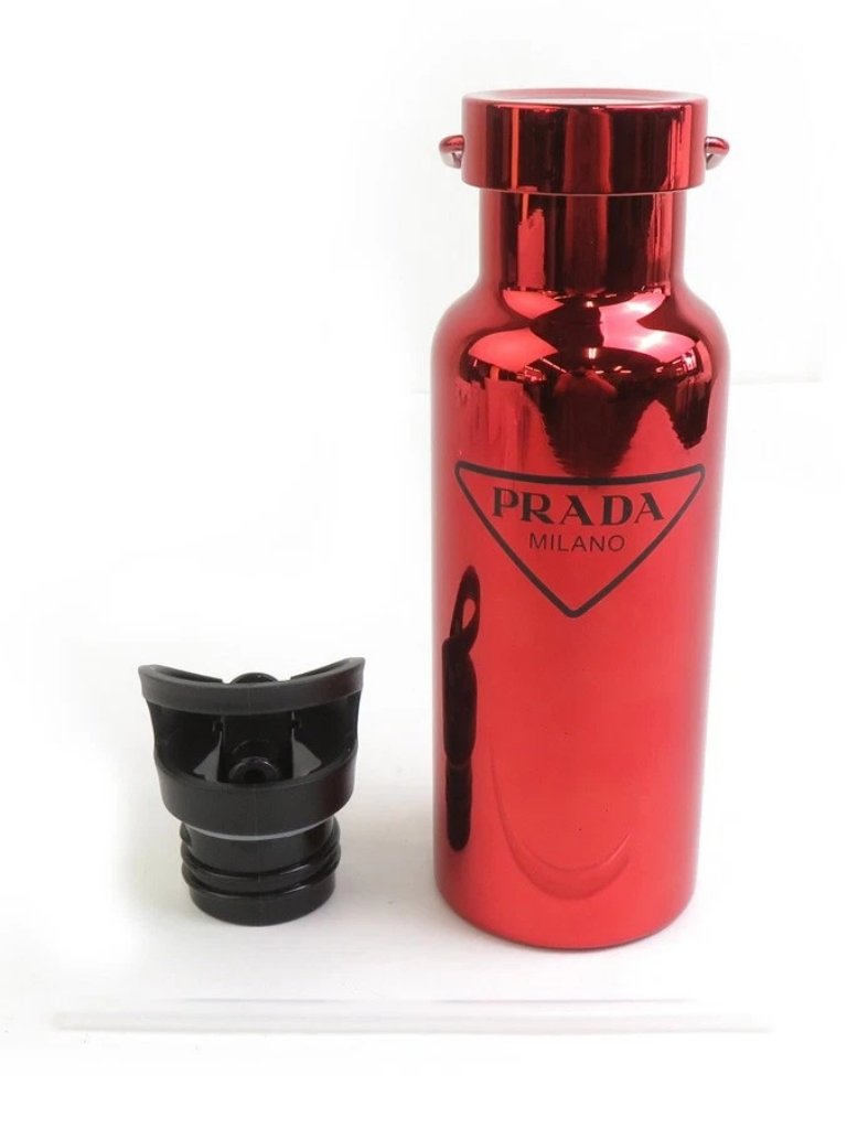 Auth Prada Tumbler Red Stainless Steel